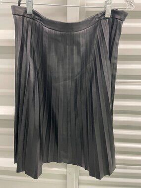 The Limited Black Pleated Satin Midi Skirt Size Large